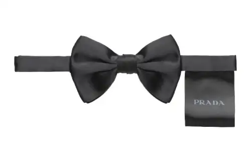 PRADA Silk Bow Ties Men's Gray White