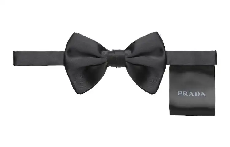 PRADA Silk Bow Ties Men's Gray White