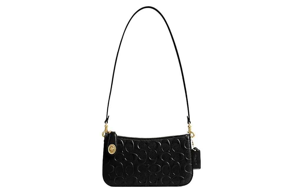 COACH Penn Cow Leather Shoulder Bag, Handbag Shoulder Bags Small Women's Black