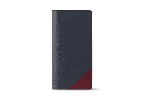 LOUIS VUITTON Cow Leather Wallet Regular Men's Dark Blue/Burgundy