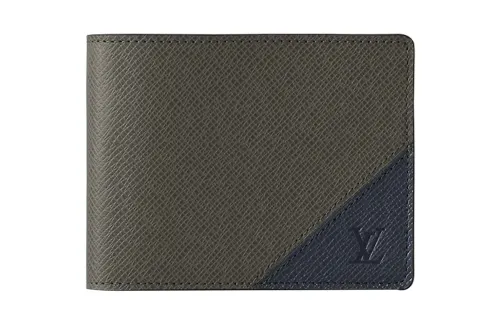 LOUIS VUITTON Multiple Cow Leather Wallet Regular Men's Dark Green/Blue