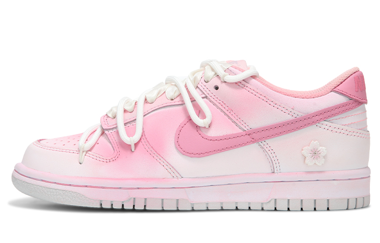 【Индивидуальные кроссовки】 Nike Dunk Fire Heart Wherry Tree низ Романтическая градиент шелковая повязка винтаж нескользящие Низкая банда панель обувь женский вишня