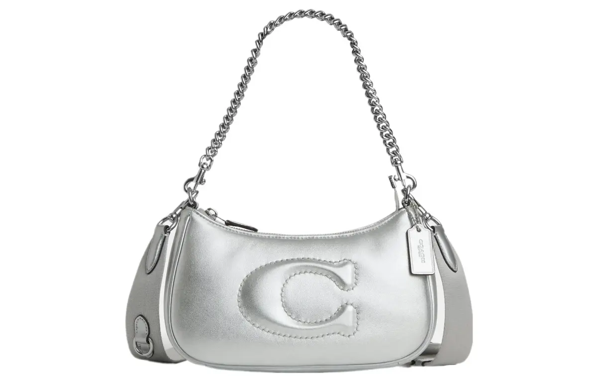 COACH Teri Cow Leather Shoulder Bag, Crossbody Bag Medium Women's Silver