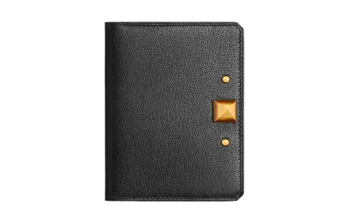 HERMES Chamkila Goat Skin Card Holder Regular Women's 89 Noir Black