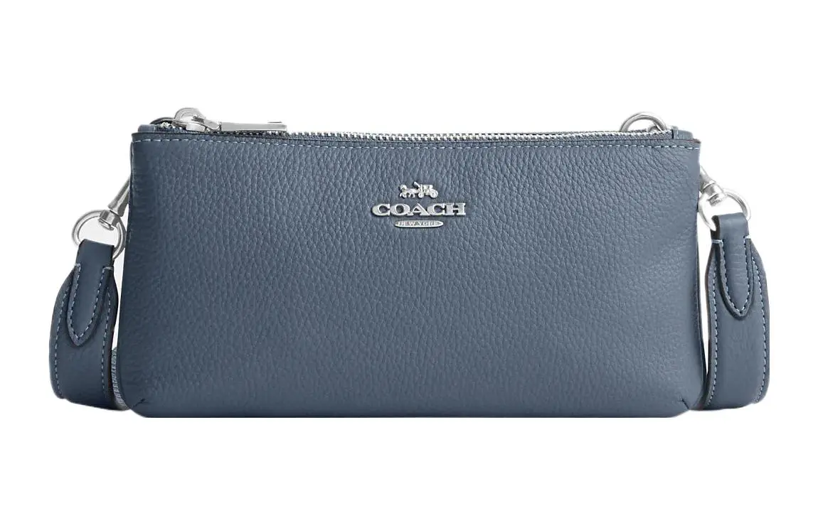 COACH Pebbled Leather Envelope Bag, Crossbody Bag, Shoulder Bag Small Women's Blue