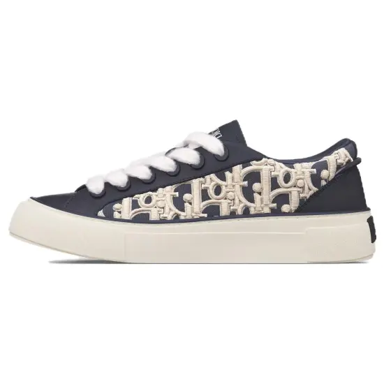 DIOR B33 Sneaker Navy Blue Smooth Calfskin Oblique Raised Embroidery Numbered