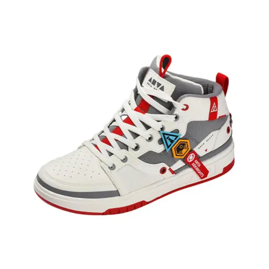 Arknights x Anta Slip Resistant Cushioning Wear Resistant High Top Skateboard Shoes Men's White Red