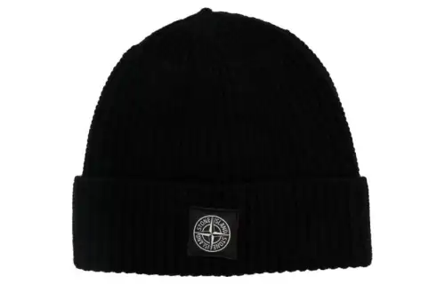 Stone Island logo-patch beanie hat