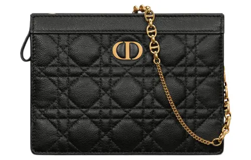 DIOR Caro Cow Leather Clutch Women's Black