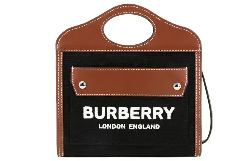 Burberry Canvas With Leather Pocket Bag, Shoulder Bag, Crossbody Bag, Handbag Mini Women's Black