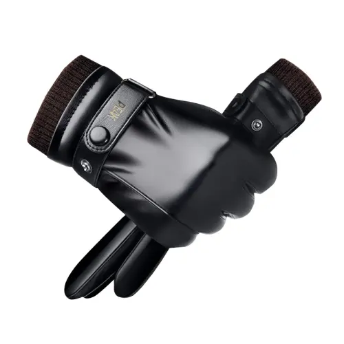 PEAK Thermal Cycling Touchscreen Thickened And Fleece Lined Windproof And Waterproof Pu Synthetic Leather Gloves