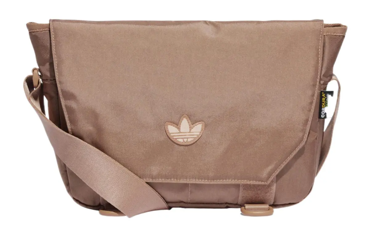Adidas Originals Trefoil Recycled Nylon Messenger Bag, Shoulder Bag, Crossbody Bag Unisex Earth Umber