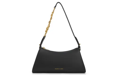 CHARLES&KEITH Fabric Charles & Keith Portable Shoulder Bag Small Women's White/Light Blue/Light Blue/Chocolate