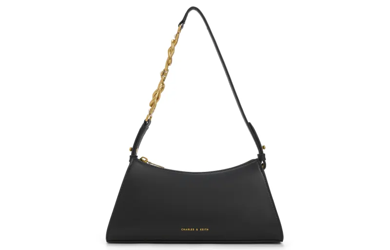 CHARLES&KEITH Fabric Charles & Keith Portable Shoulder Bag Small Women's White/Light Blue/Light Blue/Chocolate