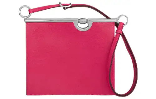 HERMES Mors De Bride Silver Tone Buckle Chamkila Goat Skin Crossbody Bag, Shoulder Bag Women's