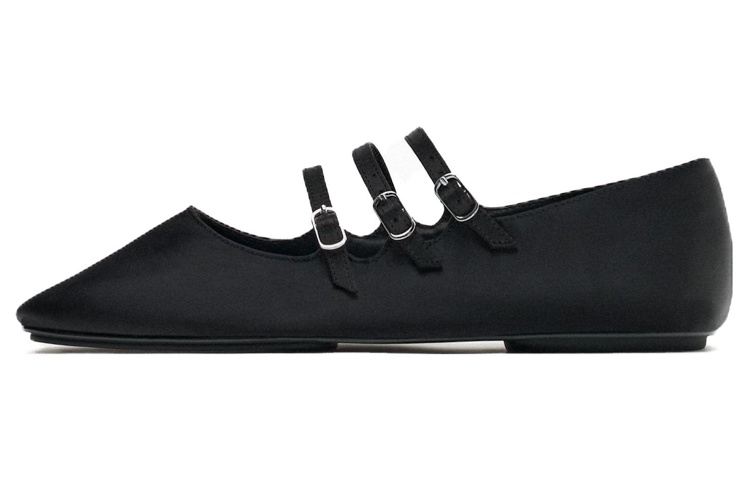 ZARA Комплект с круглым носком для отдыха Износостойкий 1 см женский черный