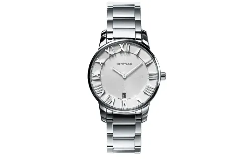 TIFFANY & CO. Atlas® Wrist Watches Quartz Movement Stainless Steel Strap Silver Dial Men's Watches