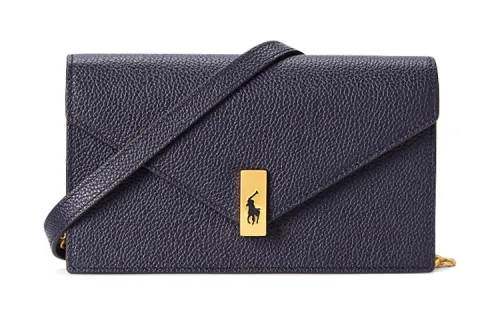 Polo Ralph Lauren Ralph Lauren Polo ID simple chain cow leather shoulder crossbody wallet regular women's navy blue