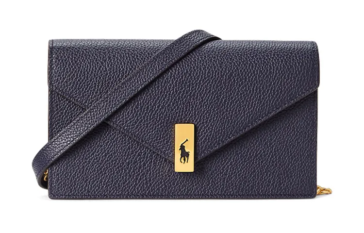 Polo Ralph Lauren Ralph Lauren Polo ID simple chain cow leather shoulder crossbody wallet regular women's navy blue