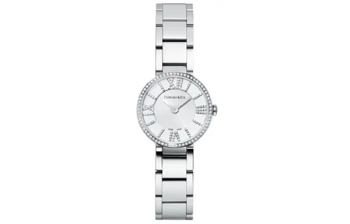 TIFFANY & CO. Atlas® Wrist Watches Quartz Movement Stainless Steel Strap 24mm Silver Dial Women's Watch 30m Waterproof