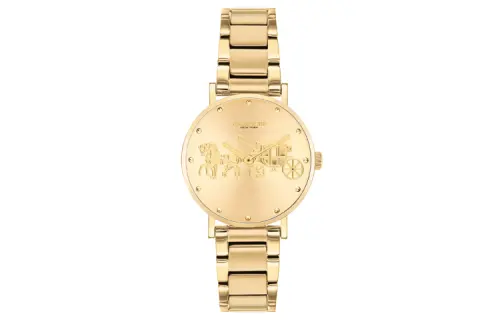 COACH Wrist Watches Quartz Movement Stainless Steel Strap 28mm Gold Dial Women's Watch 30m Water Resistant 14503794