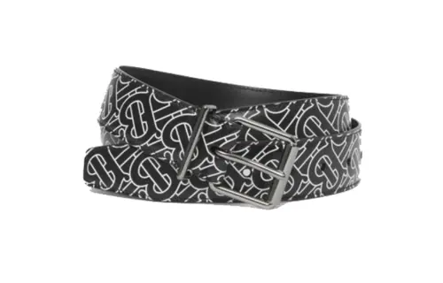 Burberry Cow Leather Belts Men's Black Width 3.5cm