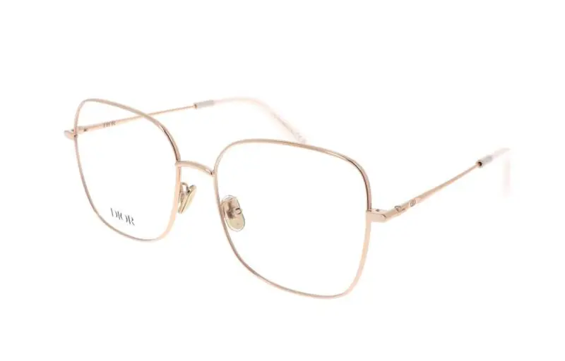 DIOR Metal Irregular Shape Eyeglass Frames Unisex Gold