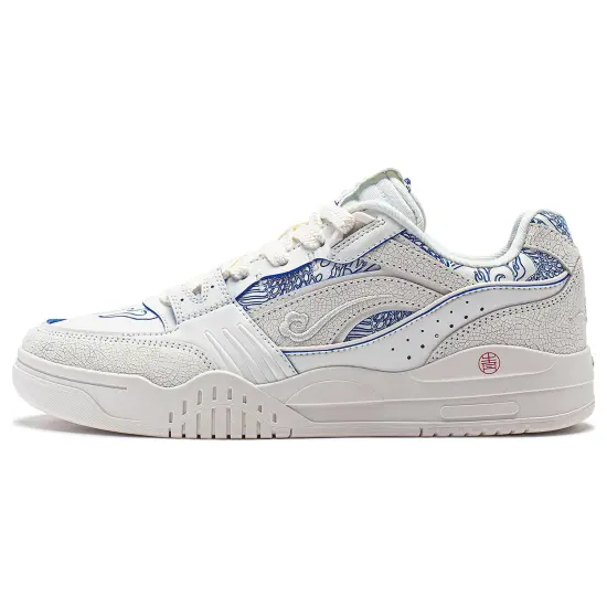LiNing Yuebai Qingying Anti Slip Wear Resistant Low Top Casual Shoes Unisex White Blue
