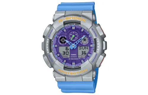 CASIO Unisex Liquid Crystal/Analog Dual Display Series Purple Watch GA-100EU-8A2JF