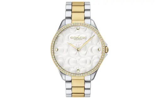 COACH Wrist Watches Quartz Movement Stainless Steel Strap 38mm White Dial Women's Watch 30M Waterproof