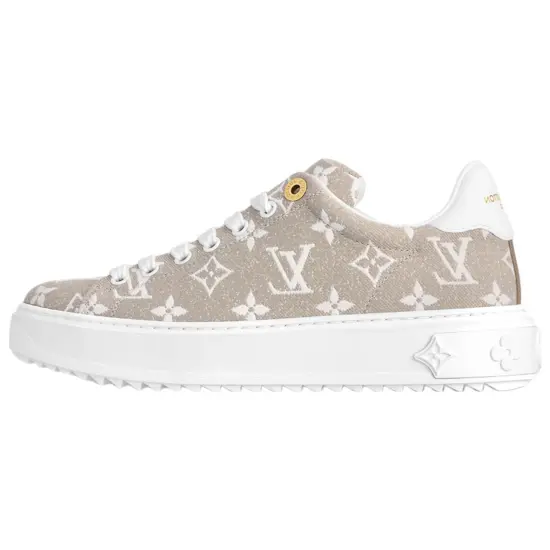 LOUIS VUITTON Time Out Low Top Skateboard Shoes Women's Beige