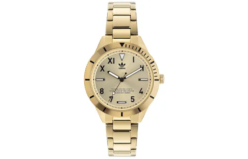 Adidas Originals FASHION Wrist Watches Quartz Movement Stainless Steel Strap 36mm Gold Dial Women's Watch