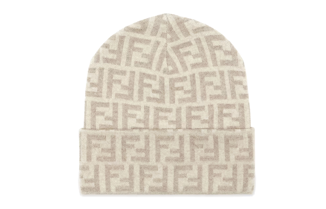Женская шапка Fendi Monogram (бежевая)