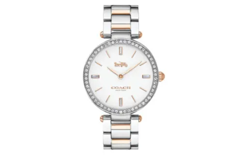 COACH Park Wrist Watches Quartz Movement Stainless Steel Strap 34mm White Dial Women's Watch 30m Water Resistant
