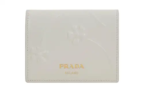 PRADA Calfskin Wallet Women's White