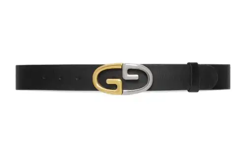 GUCCI Leather Belts Unisex Black Width 3.5cm