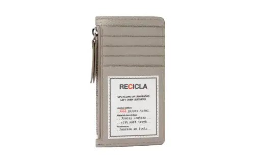 Maison Margiela Grain Calfskin Card Holder, Wallet Women's Gray