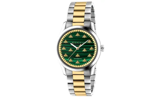 GUCCI G Timeless Collection Wrist Watch Automatic Mechanical Movement Stainless Steel Watchband 38mm Green Dial Unisex