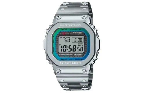 CASIO Casio, full metal rainbow waterproof watch strap solar-powered stainless steel for men and women, dial, with LED display, 40, 200meter, Japanese and Korean