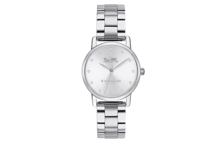 COACH Wrist Watches Quartz Movement Stainless Steel Strap Silver Dial Women's Watch 30m Waterproof