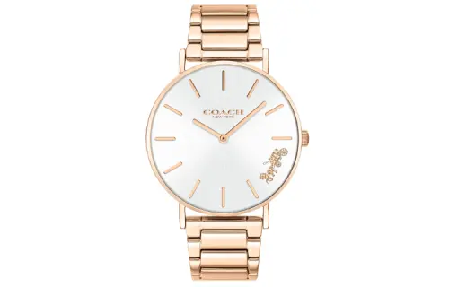 COACH Perry Collection Wrist Watches Quartz Movement Stainless Steel Watchband 36mm Silver Dial Women's Watch