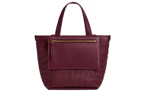 Bottega Veneta Sheepskin Tote Bag, Shopping Bag, Handbag Small Women's Barolo Burgundy