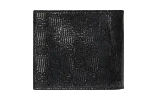 GUCCI Leather Trim Wallet Men's Black
