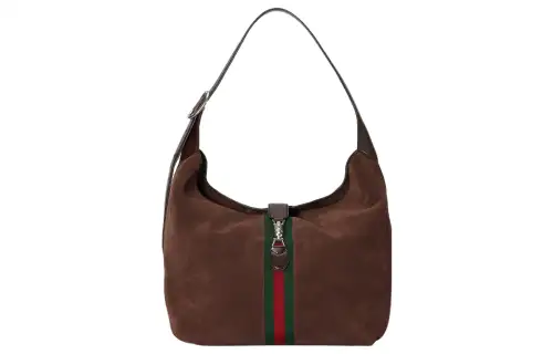 GUCCI Jackie 1961 Suede Leather Crescent HOBO Shoulder Bag Unisex Brown