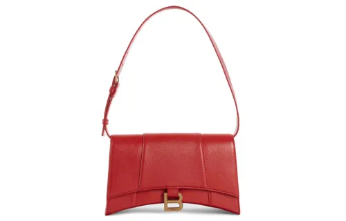 Balenciaga Hourglass Cow Leather Portable Crossbody Bag, Shoulder Bag Women's Red