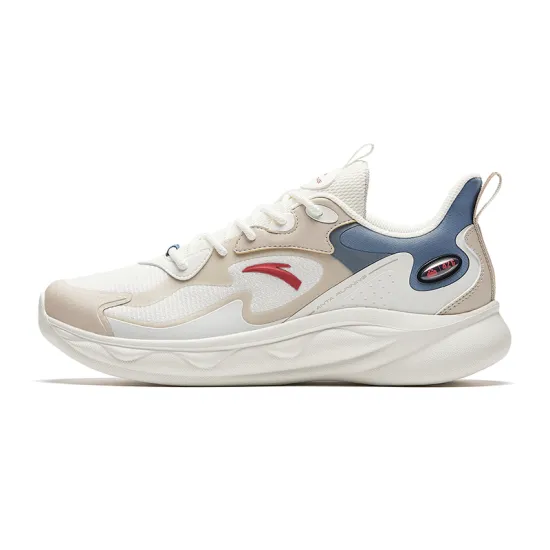 ANTA Sheepskin Running Shoes Men Low-Top Beige White/Red Blue