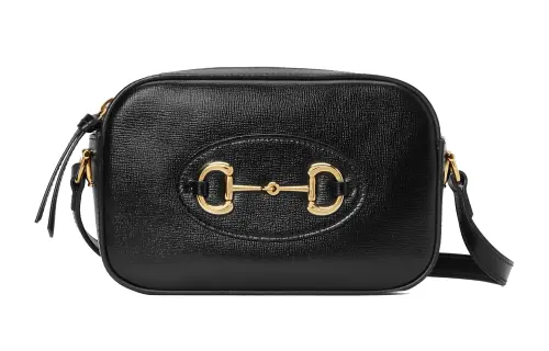 GUCCI Horsebit 1955 Leather Crossbody Bag, Shoulder Bag Women's Black