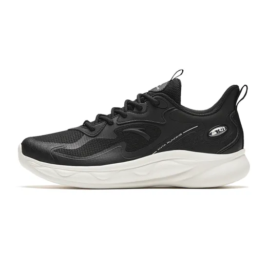 ANTA Sheepskin Running Shoes Men Low-Top Black White