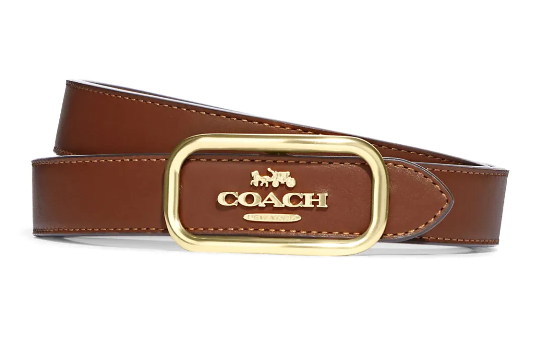 COACH Leather Belts Women's Brown Width 2.5cm