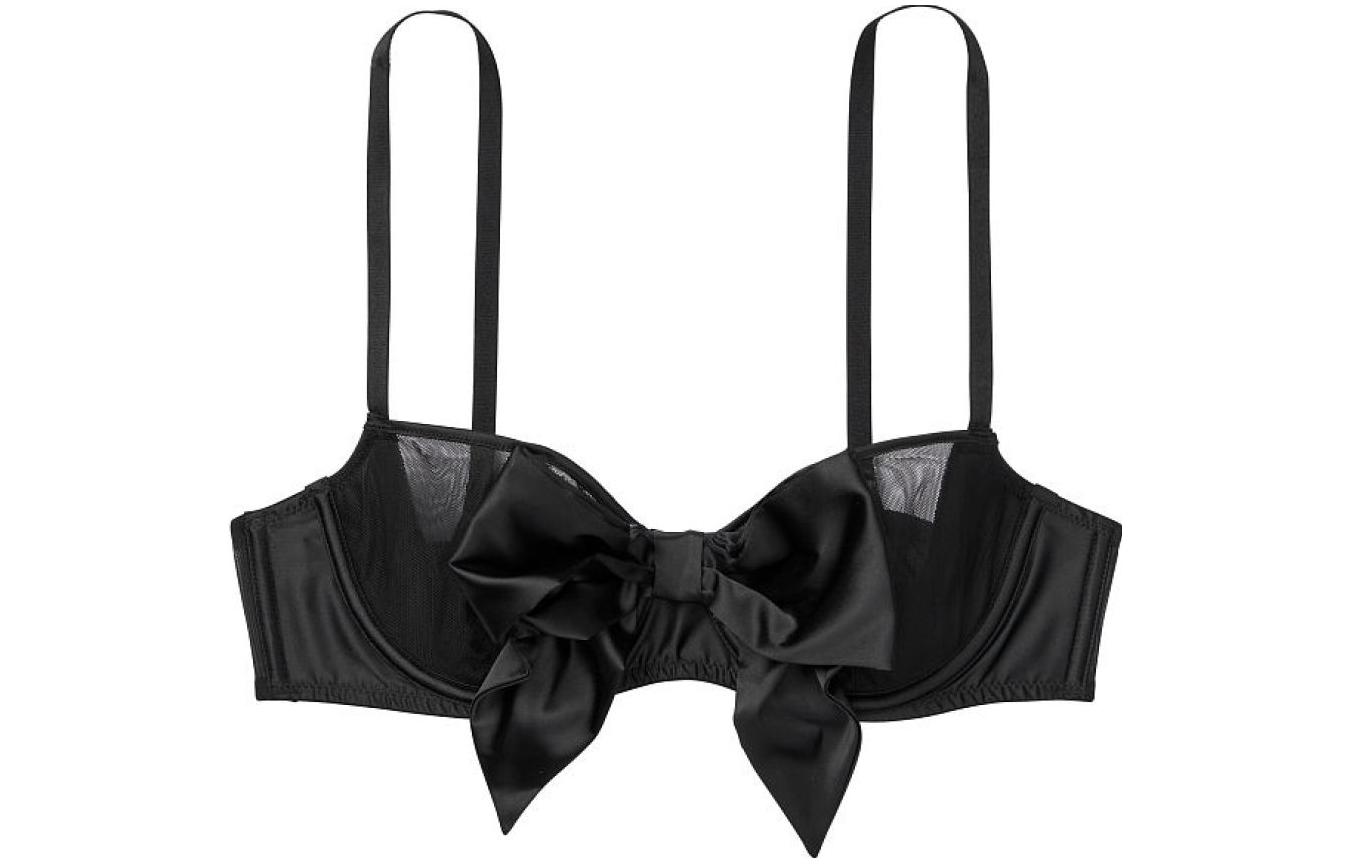 Victoria's Secret /Victoria's Secret Deram Angels Series Sexy Satin Mesh Spliced Bow Unpadded Ultra-Thin Bra Black